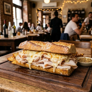 Toasted German Ham Baguette  FULLY Loaded with Mozzarella M 4PH CH