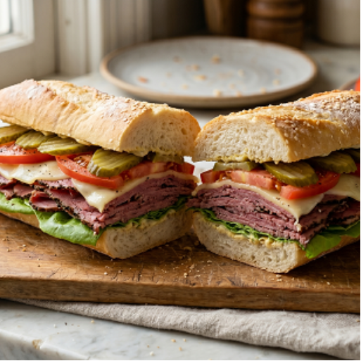 Turkey Pastrami Baguette (butterbal with Cheese Mos L T pic 7 sl Tpastr cheese
