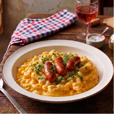 Sausage Chunks with Mac and Cheese
