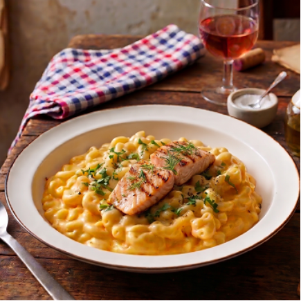 2 Pieces Salmon with Mac and Cheese