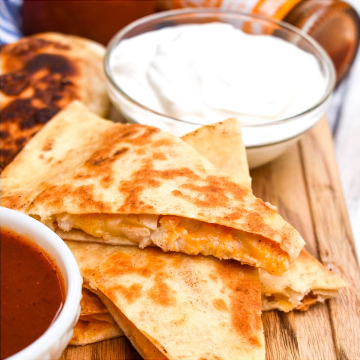 Chicken and Cheese quesadillas 14 inch 4 PC Loaded with Imported Cheese