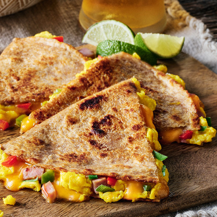 Ham Cheese Egg Quesadillas 14 inch 4 pc 3 ham 2 egg CHZ