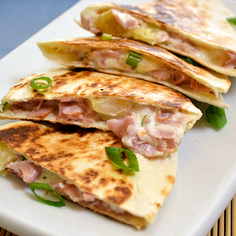 Hawaiian Ham Quesadillas 14 inch 4 pc  2 ham 2 egg CHZ PINA