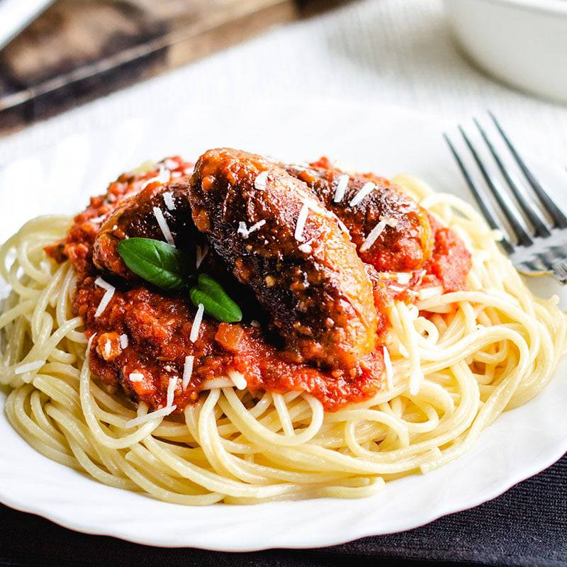 Authentic Spaghetti with Italian Sausage Chunks