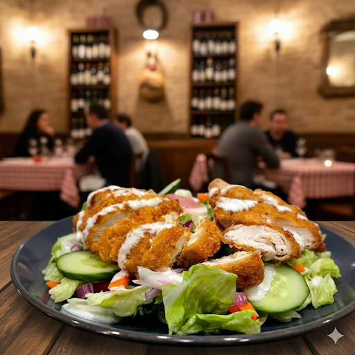 Fried Chicken Schnitzel Salad