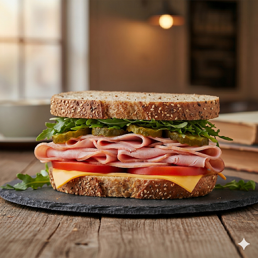 German Snack House 2 Decker Sandwich 2WB L CH 3 Ham Pic